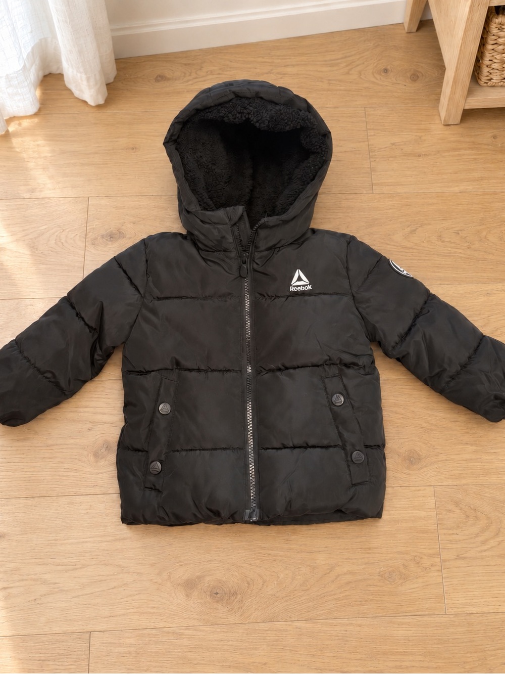 Reebok Toddler 2T Black Heavyweight Hooded Puffer Winter Coat